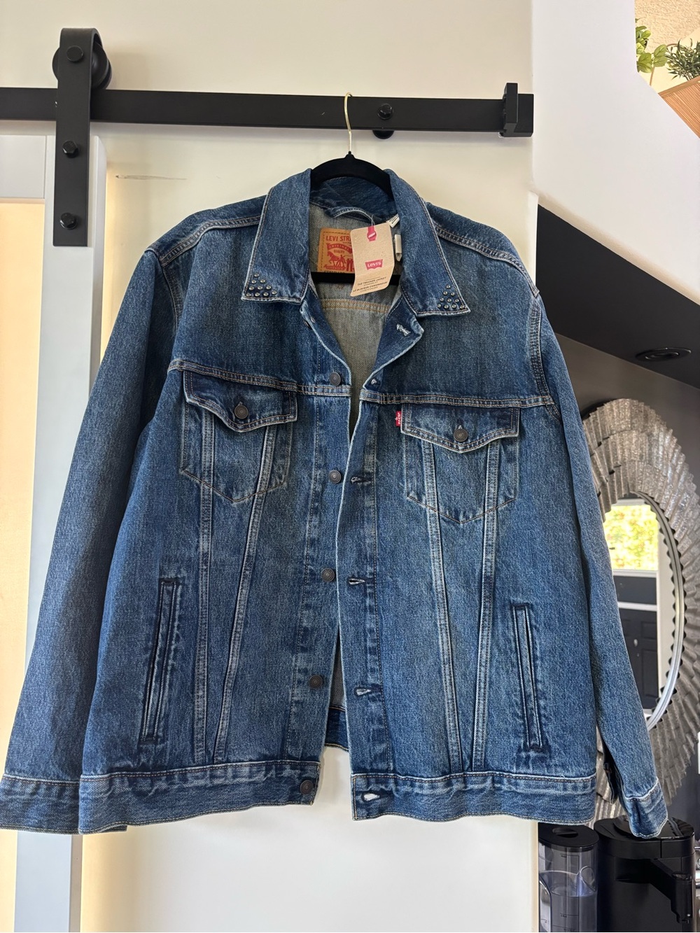 Levi's Blue Denim Trucker Jacket with Stud Detail